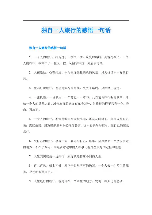 独自一人旅行的感悟一句话