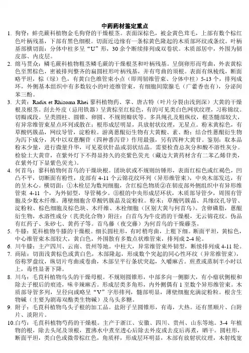 中药药材鉴定重点