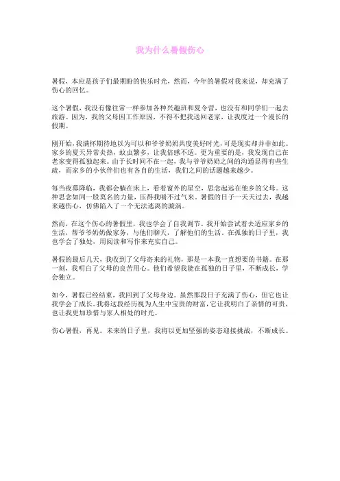 我为什么暑假伤心