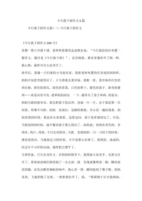 今天我下厨作文6篇