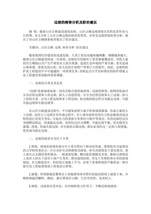 边坡的病害分析及防治建议