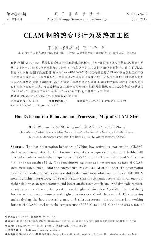 CLAM钢的热变形行为及热加工图