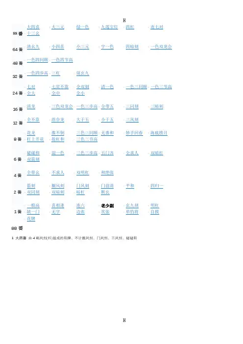 国标麻将规则番种详解