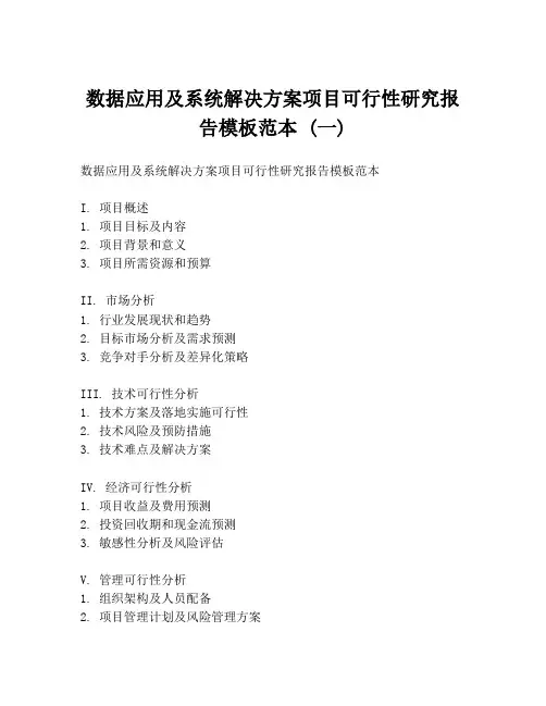数据应用及系统解决方案项目可行性研究报告模板范本 (一)