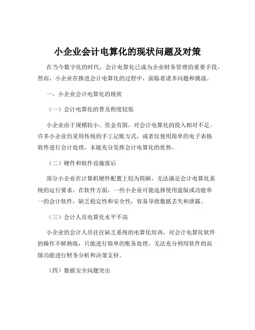 小企业会计电算化的现状问题及对策
