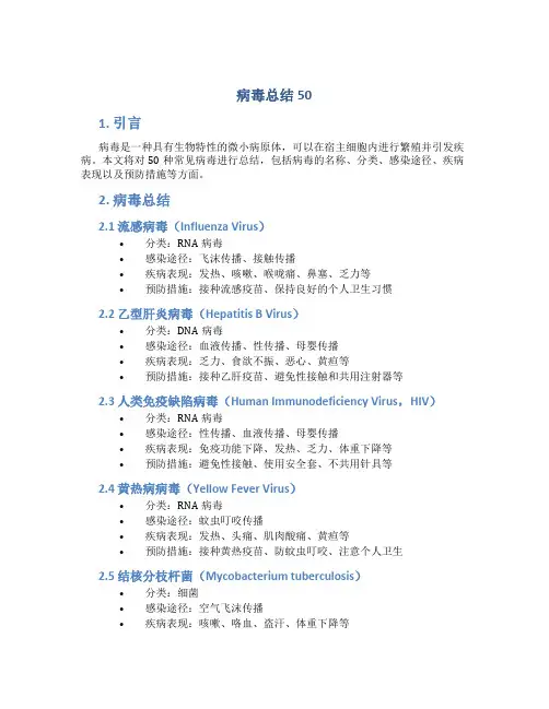 病毒总结50