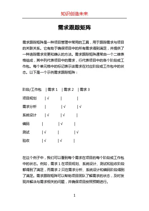 需求跟踪矩阵