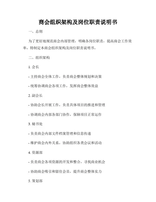 商会组织架构及岗位职责说明书