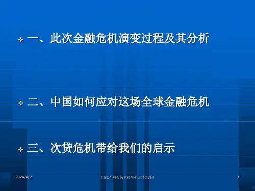 专题1全球金融危机与中国对策课件
