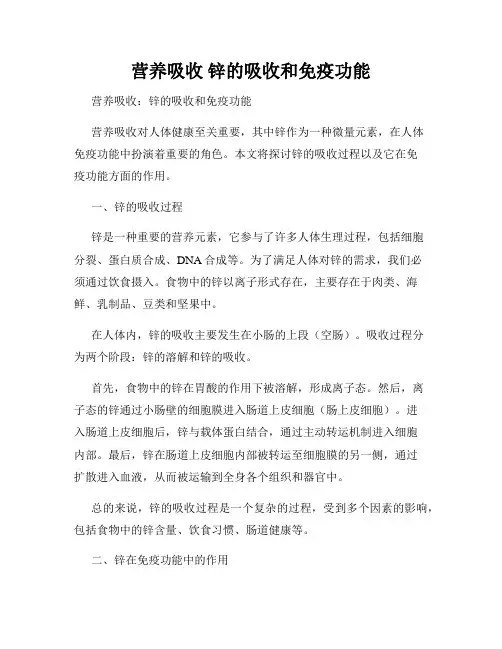 营养吸收 锌的吸收和免疫功能