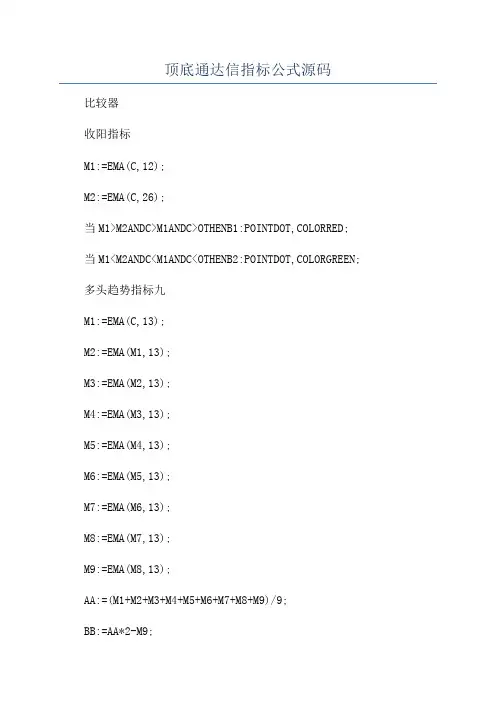 顶底通达信指标公式源码