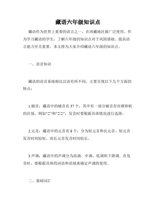 藏语六年级知识点