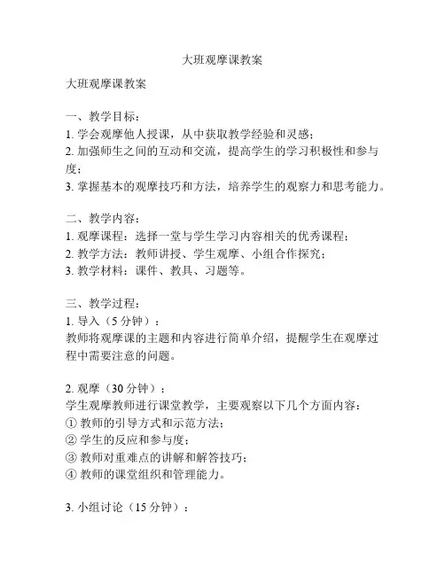 大班观摩课教案