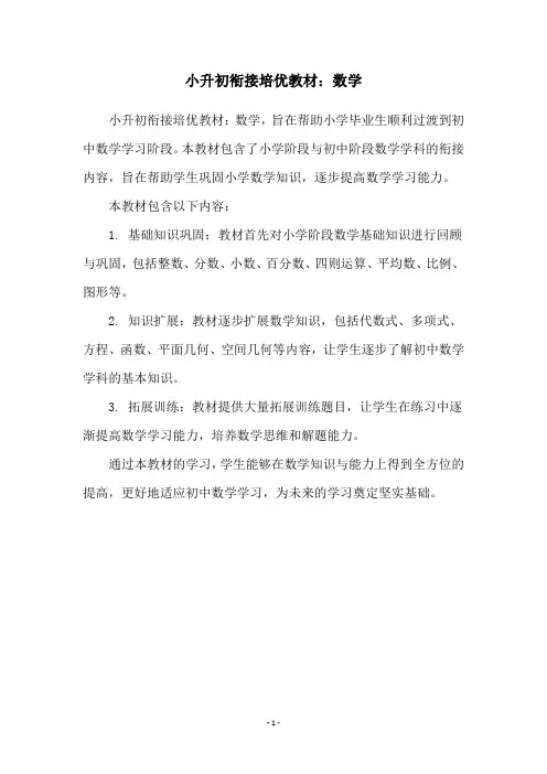 小升初衔接培优教材：数学