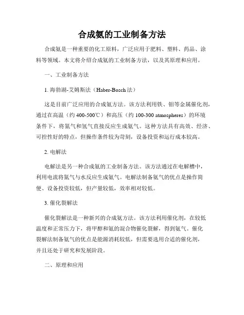 合成氨的工业制备方法