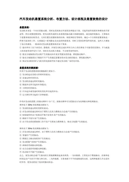 汽车发动机悬置系统分析、布置方法、设计流程及悬置软垫的设计