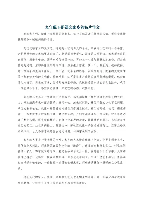 九年级下册语文家乡的名片作文