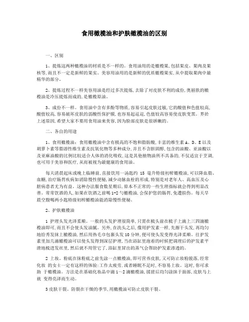 食用橄榄油和护肤橄榄油的区别