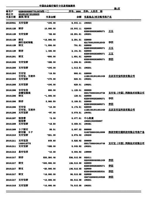 农业银行流水最精确模板