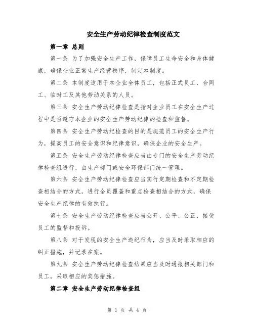 安全生产劳动纪律检查制度范文