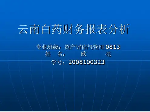 云南白药财务表表分析