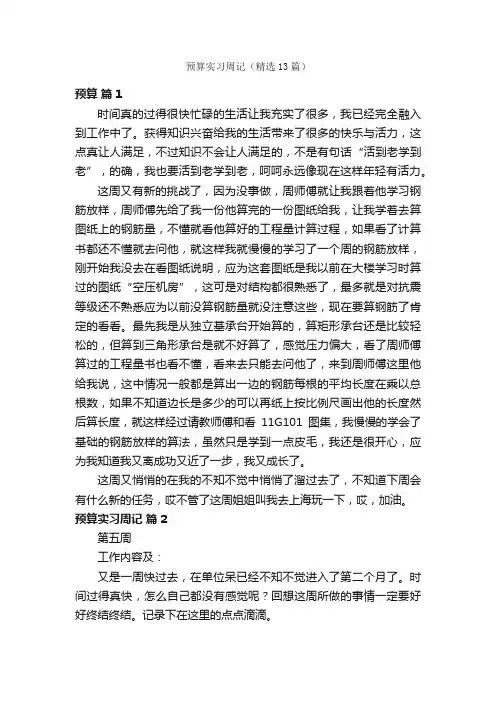 预算实习周记（精选13篇）