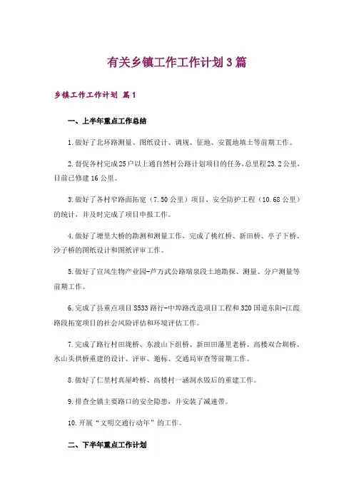 有关乡镇工作工作计划3篇