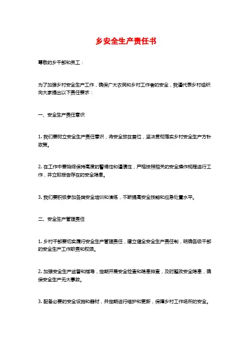 乡安全生产责任书