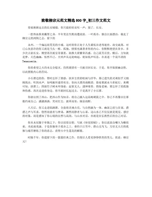 致敬柳宗元范文精选800字_初三作文范文