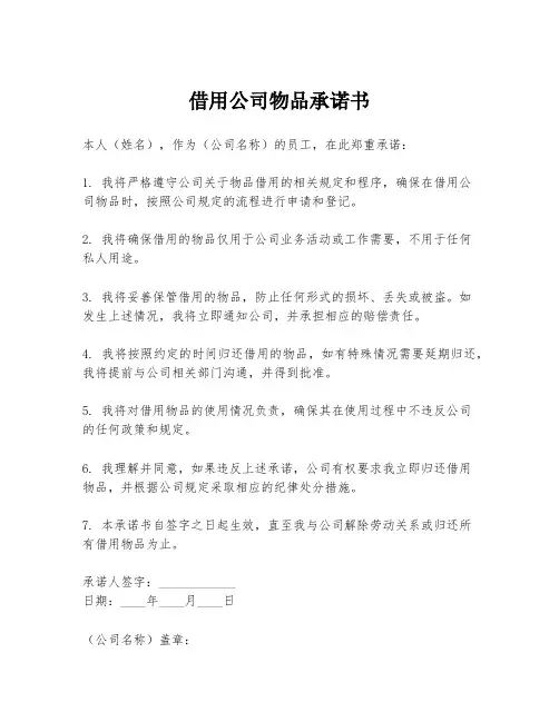 借用公司物品承诺书