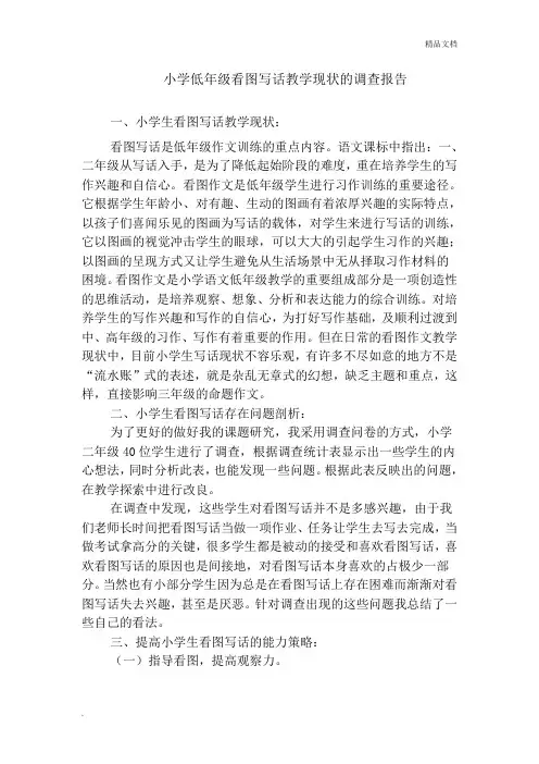 小学低年级看图写话教学现状的调查报告