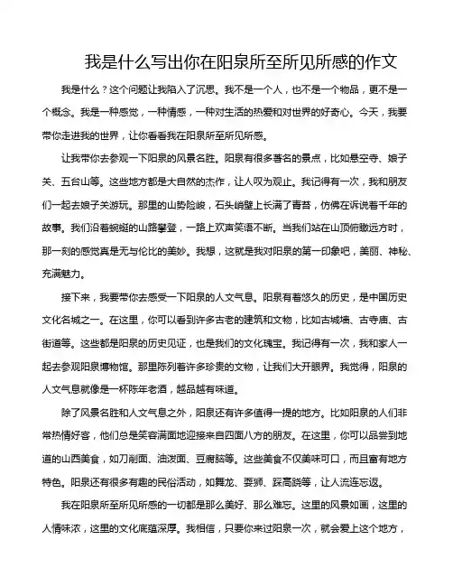 我是什么写出你在阳泉所至所见所感的作文