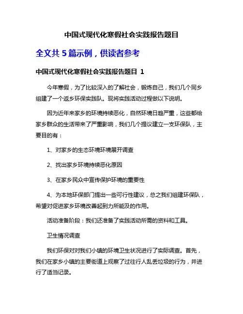 中国式现代化寒假社会实践报告题目
