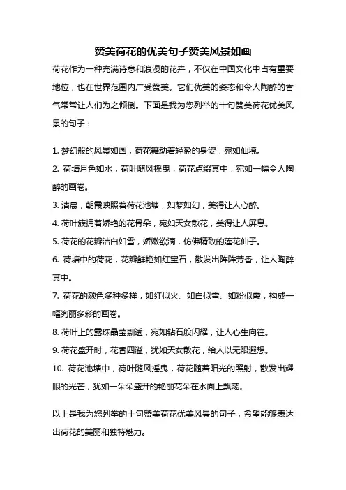 赞美荷花的优美句子赞美风景如画