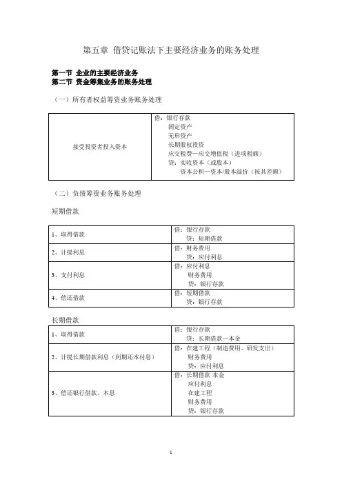 第五章借贷记账法下主要经济业务的账务处理整理.