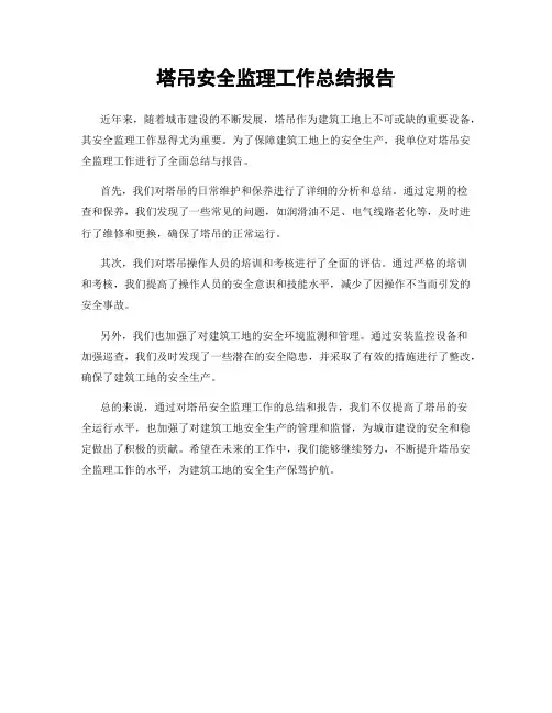 塔吊安全监理工作总结报告