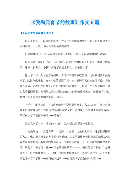 《我和元宵节的故事》作文5篇