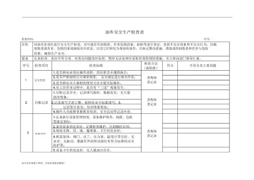 油库安全生产检查表