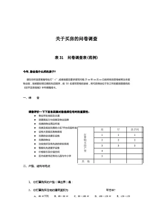 关于买房的问卷调查