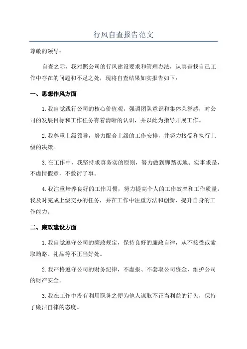 行风自查报告范文