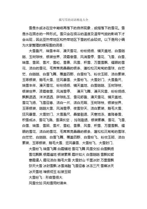 描写雪的词语精选大全