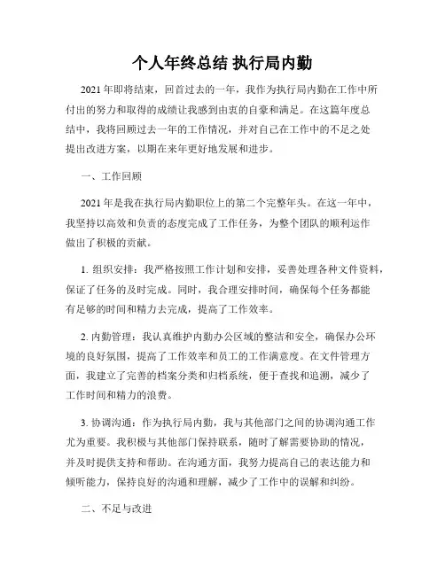 个人年终总结 执行局内勤