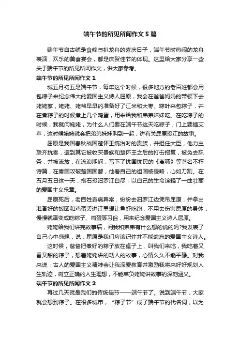 端午节的所见所闻作文5篇