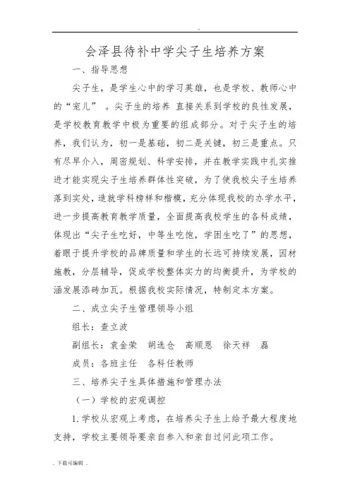 尖子生培养方案