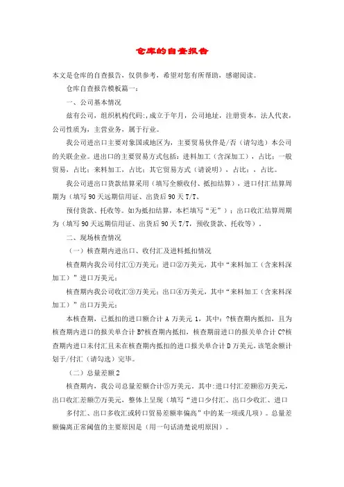 仓库的自查报告
