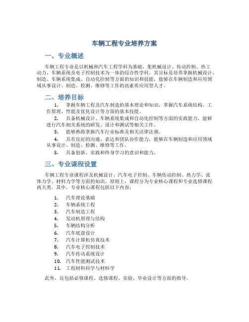 车车辆工程专业培养方案