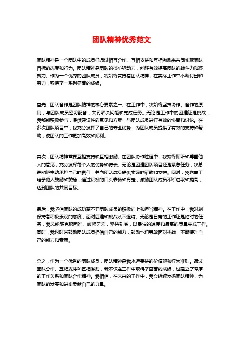 团队精神优秀范文