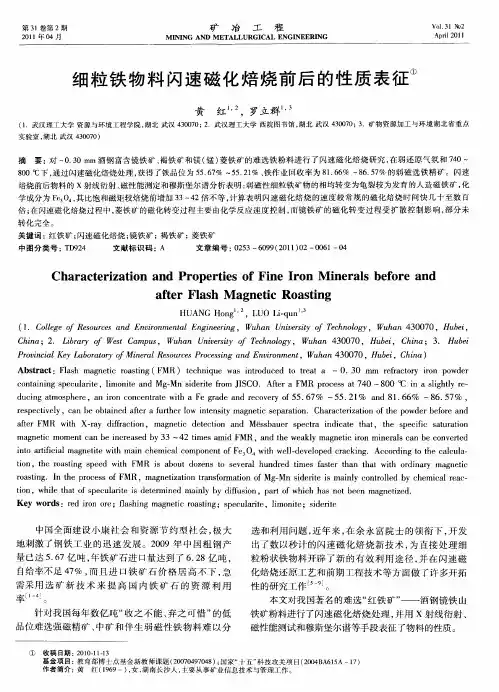 细粒铁物料闪速磁化焙烧前后的性质表征