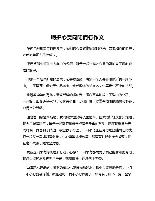 呵护心灵向阳而行作文