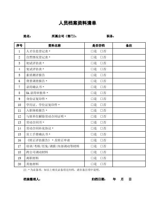人员档案资料封面模板